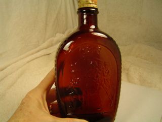 amber glass log cabin syrup bi centennial bottle time left
