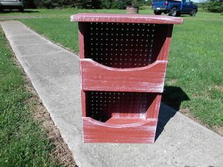 Primitive 2 Bin Onion & Potato Storage RED Great for toys and hats and 