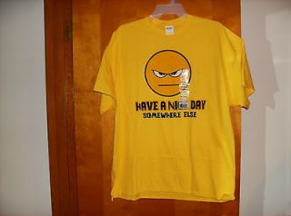 BRAND NEW MENS GILDAN HEAVY COTTON YELLOW HAVE A NICE DAY T 