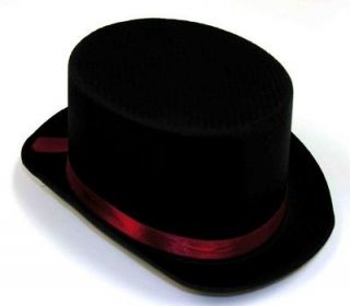 Christmas Caroler Dickens Satin Top Hat Red Band Black Magician 