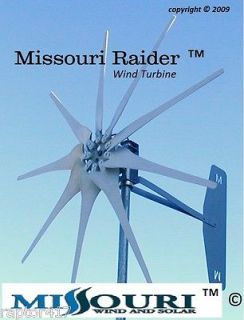 Missouri Raider 1600 Watt Wind Turbine Generator 48 volt,9 blade 3 
