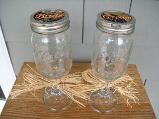 Redneck wine glasses SET OF 2 EMBROIDERED Bride + Groom wedding 