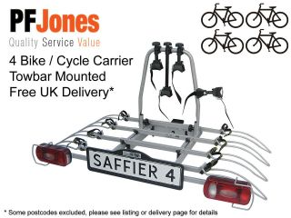 Saffier IV Towbar Mounted Tilting 4 Bike Rack / Four Cycle Carrier
