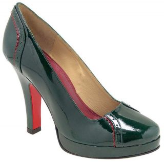 ladies bottle green patent leather platform courts more options size