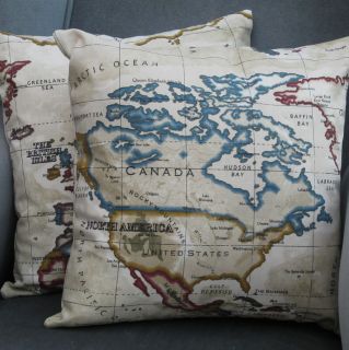 cushion covers atlas antique style world map fabric on