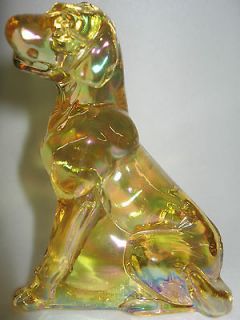 yellow carnival glass Labrador Retriever paperweight yellow Lab dog 