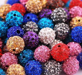 10Pcs Rhinestone Crystal Paved Jewelry Ball Spacer Beads For Bracelet 