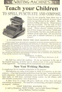 1892 l ad yost writing machine typewriter teach your children