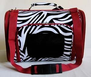 16 Pet Luggage/Carrie​r Dog/Cat Travel Bag Purse Zebra Red