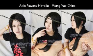 APH Axis Powers Hetalia China Wang Yao styled black Cosplay Wig 