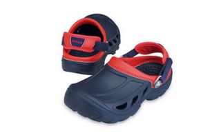 New Genuine Kids Crostrail Crocs Navy/Red Sandals