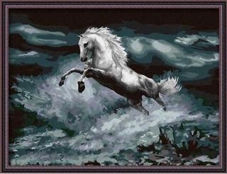 Magic DIY new paint by number 24*32 kit Cool White Horse #5
