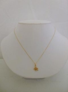 14 KT Yellow Gold Diamond Ruby Clover Necklace $488 New