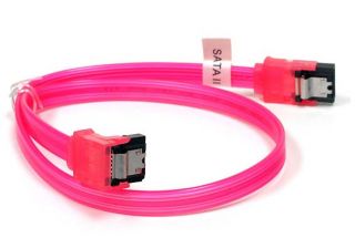 UV Red 24 SATA II III Data Cable 6GB s Right Angle