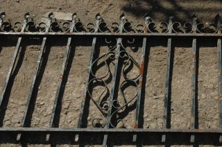   Ornate Short Run of Antique Wrought Iron Fence 10 1 2 Feet Long