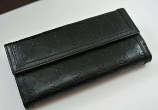 New Gucci Black Monogram Leather Continental Wallet Style 181648 $450 
