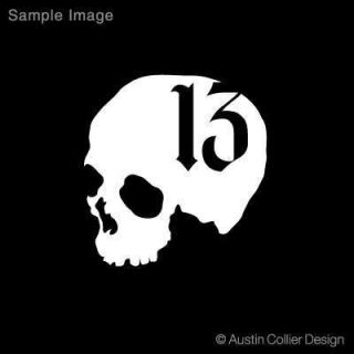 Skull w Number 13 Vinyl Decal Car Truck Sticker Evil