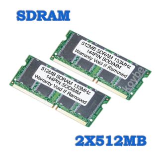 1GB PC133 SDRAM 133 SODIMM 2X 512MB 144 Pin Laptop RAM
