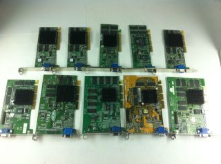 Lot of 10 AGP VGA 32MB Video Graphics Card ATI NVIDIA