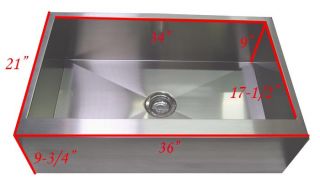 36 Stainless Steel Farm Apron Flat Front Kitchen Sink