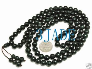 42 Tibetan 108 Natural Black Jade Serpentine Prayer Beads Mala