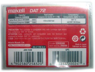 Lot of 5 Maxell DAT72 4mm 36GB 72GB Digital Data Cartridge New
