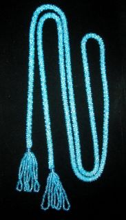   Roaring 20s Flappers Blue Seed Bead Necklace/ Belt 5ft Long c.1920s