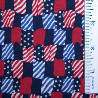 Half Yard July 4th Independence Day Patriotic Modern Red White Blue 