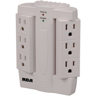 RCA PSWTS6 6 Outlet Surge Protector Wall Tap Rotating Outlet swivel 