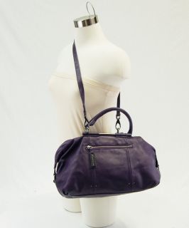Kenneth Cole Purple Leather Satchel Shoulder Bag Pre Owned