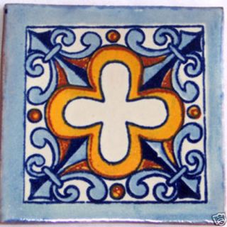 C121 Nine Handcrafted Ceramic Mexican Decorative Tile