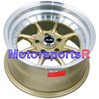 16 16x8 XXR 002 Gold Rims Wheels Stance 06 07 08 09 10 11 Mazda Miata 
