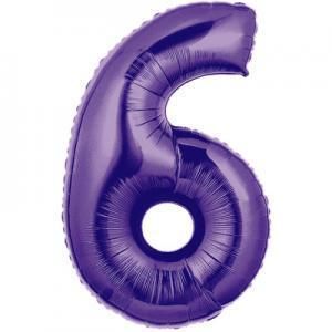 Supershape Purple Number 6 Giant Helium Foil Balloon