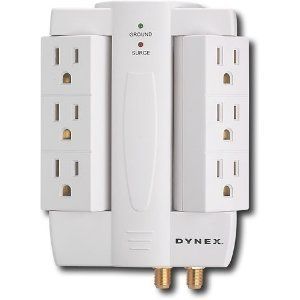Dynex 6 Outlet Wall Mount Surge Protector with Swivel Power Plugs 