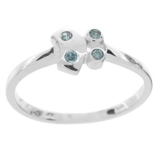 Womens Blue Natural Diamond Fashion Ring 7 Platinum Over Sterling $50 