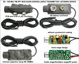 NEW 88 108 MHz FM spy bug audio Surveillance transmitter, listening 