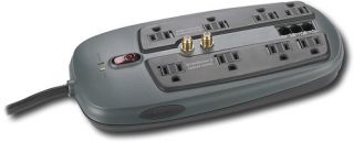 Black Dynex 8 Outlet Home Office Computer Surge Protector with Coax DX 