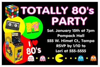 80s Party Invitations for Birthday etc Digital