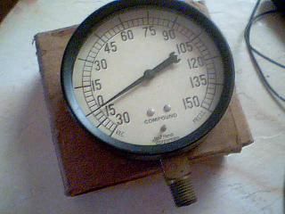 Marsh Compound Pressure Vacuum Gauge in Original Box Large Vintage 