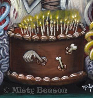   Gothic Fantasy Big Eye Cake Brains Happy Birthday Wish 8 5x11