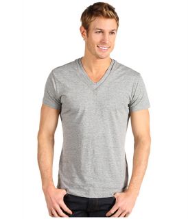 rags faded knit double v neck tee $