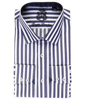 English Laundry Black Stripe Dress Shirt w/ Paisley Jacquard Trim $98 