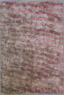 6x9 Pink Gold Art Silk Modern Design Hand Knotted Area Rug Carpet 