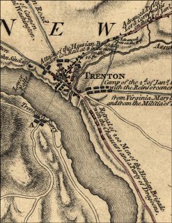1777 George Washington Battle Trenton New Jeresey Map