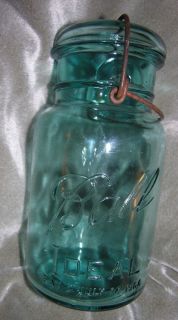   BALL IDEAL Quart Fruit Canning Mason Jar Wire Bail Original Glass Lid