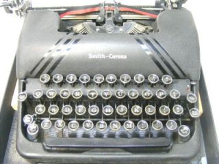 SMITH CORONA STERLING Typewriter matte black w shiny stripes IN CASE