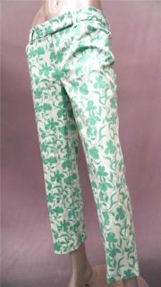 Ann Taylor Misses 4 Capri Pants Green Multi Color Floral Slacks 