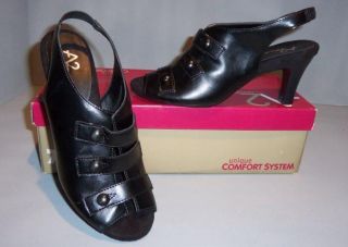 A2 by Aerosoles Womens Black Amore Peep Toe Heels Shoes Sandals New 