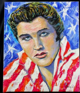  Oil on Canvas Elvis Aaron Presley King of Rock Graceland