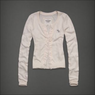 Abercrombie & Fitch Women Cream Ruffle Cardigan Sweater Top XS NWT